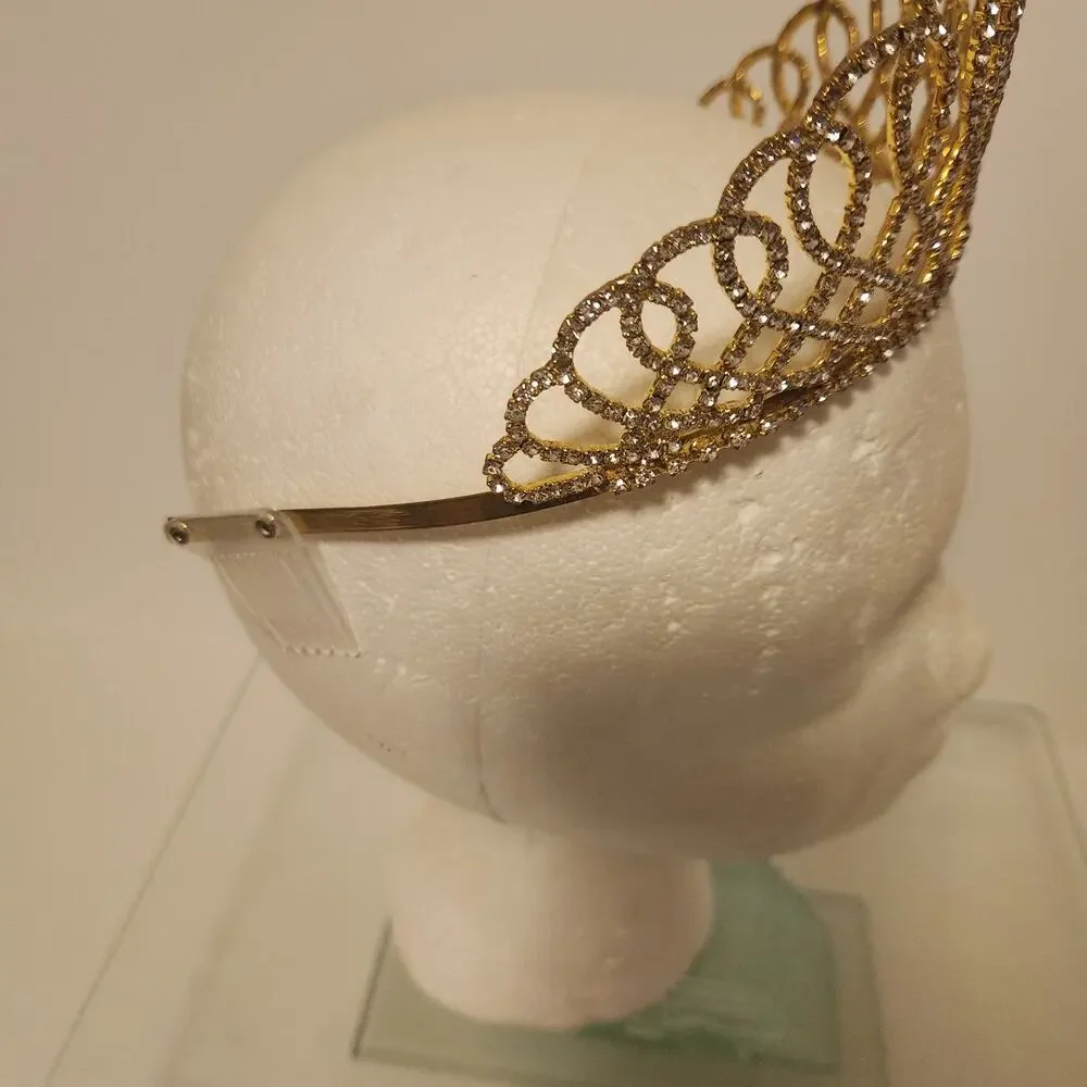 Gold and rhinestone Tiara 2.5 inch tall